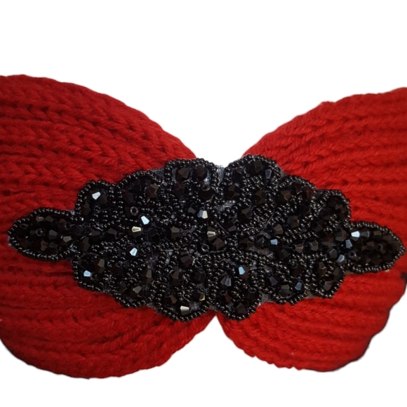 3 Pieces Set Headband Womens Winter Ear Warm Crystal Beads Turban Headwrap New - Picture 9 of 11